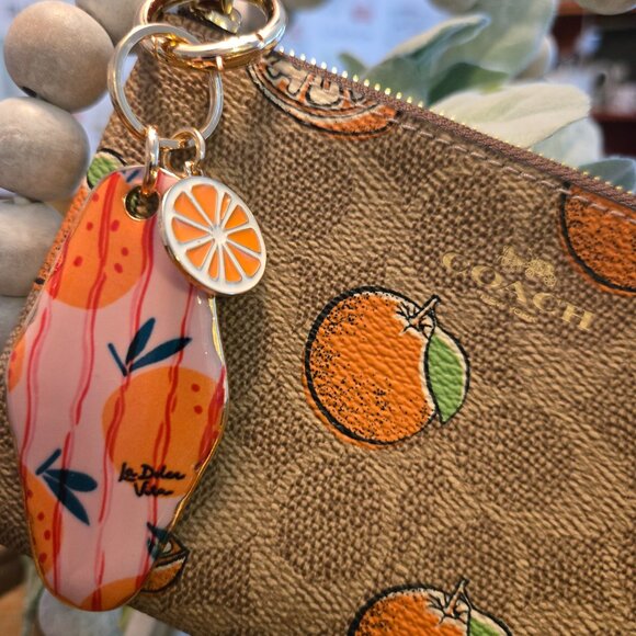 Coach Oranges Wristlet with Piper K Oranges Bag Charm/ Keychain - Picture 3 of 6
